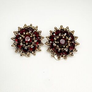14k Gold Rhodolite Garnet Clip on Vintage Earrings!